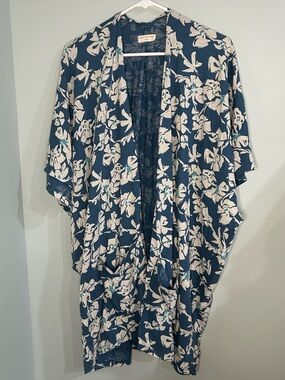 Organic Cotton Natural by Known Supply Cover Up Blues Kimono XL/XXL
